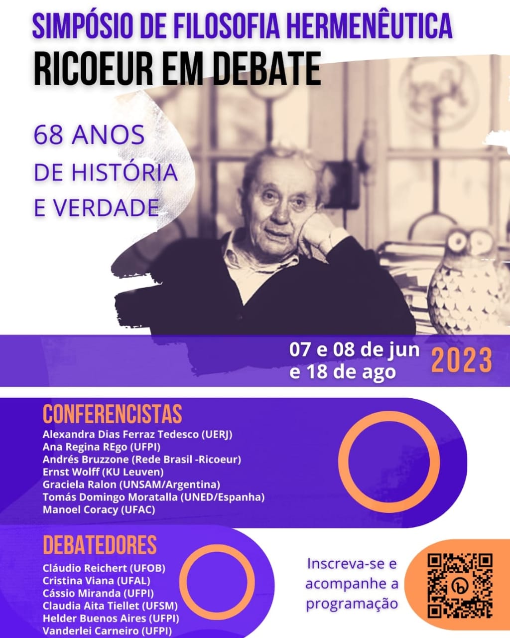 SIMPÓSIO DE FILOSOFIA HERMENÊUTICA RICOUER EM DEBATE: 68 ANOS DE “HISTÓRIA E VERDADE”